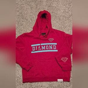Diamond Supply Co Vintage Bright Red Shine Logo Hooded Sweatshirt Size S NICE